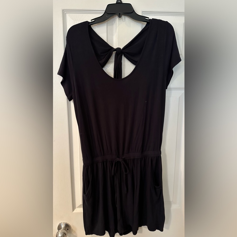 Venus Shorts Romper Black, Open Back